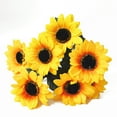 thumbnail image 2 of Walbest Artificial Flower Sunflower Silk Helianthus Plastic Plant, Wedding Bouquet Party Indoor Outdoor DIY Home Garden Kitchen Table Centerpieces Arrangements Decoration (1 Bouquet 7 Heads), 2 of 7