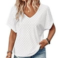 thumbnail image 4 of Women Short Sleeve Shirt Elegant Tunic V Neck T Shirt Summer Casual Lightweight Mesh Top Long Sleeve Polyester Shirt Women Womens Summer Tunics Cute Tops for Women Summer Women Long Sleeve Tee Shirt, 4 of 5