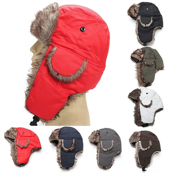 Visland Trooper Hat Unisex Adjustable Faux Fur Windproof Outdoor Hat for Winter