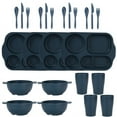thumbnail image 1 of Nvzi 24Pcs Wheat Straw Dinnerware Cutlery Sets, Divided Plates Unbreakable Bowl Microwave Dishwasher Safe Tableware Cutlery -Dark Blue, 1 of 4