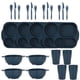 thumbnail image 1 of Nvzi 24Pcs Wheat Straw Dinnerware Cutlery Sets, Divided Plates Unbreakable Bowl Microwave Dishwasher Safe Tableware Cutlery -Dark Blue, 1 of 4