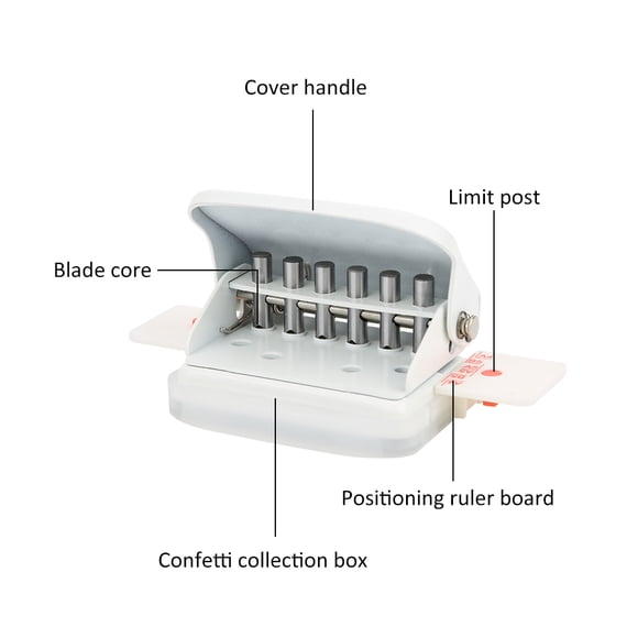 6 Hole Puncher, A4 B5 A5 Binding Tool Loose Leaf Paper Puncher with Scale Lines Ruler for Craft Paper Crafts Office Studio Notebook Scrapbook