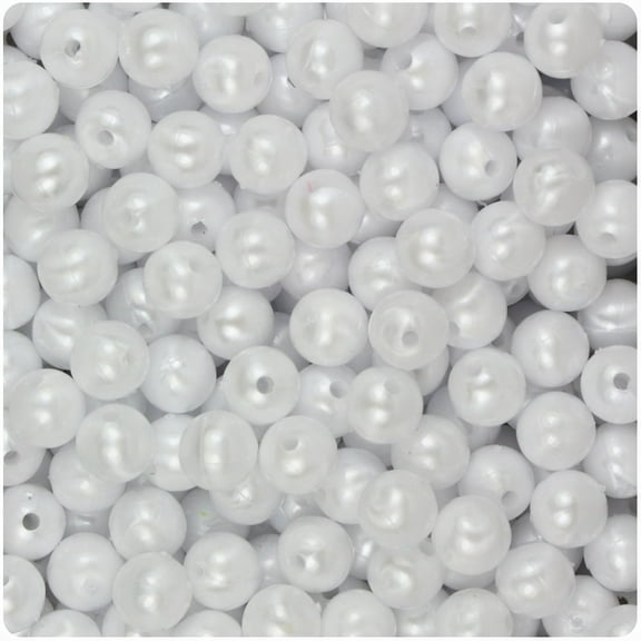 BeadTin White Pearl 8mm Round Craft Beads (300pcs)