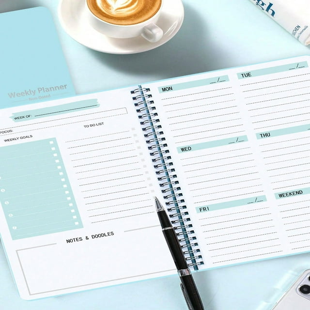 LNGOOR Weekly Planner Notebook Undated Daily Schedule Agenda Sprial Goals Planner With Habit Tracker For Women