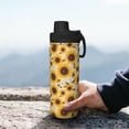 thumbnail image 7 of Yiaed Brown Leaf Pattern Sunflower Print Sports Insulated Kettle Bottle Reusable Stainless Steel Insulated Cup, Outdoor Portable Casual Stainless Steel Insulation Cup, 7 of 7