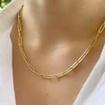 thumbnail image 3 of K-KED 14k Gold Filled Paper Clip Chain Necklace Long Link Layered Stacking Necklaces-Copper Beads Bracelet-7'', 3 of 9