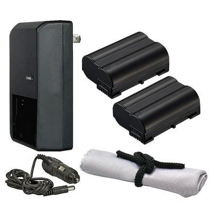 Nikon D610 Intelligent Batteries (2 Units) + AC/DC Travel Charger + Nwv Direct Microfiber Cleaning Cloth.