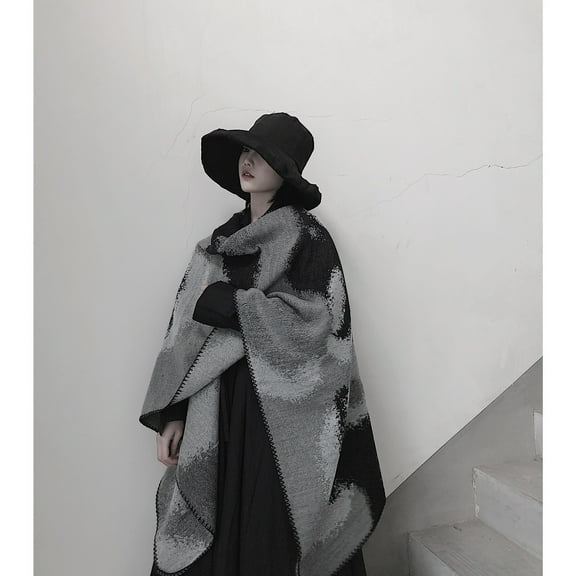 Nvzi-c Women's Shawl Wraps Open Front Poncho Cape Oversized Sweaters Casual Cardigan Shawls for Fall Winter,Gradient Tie Dye