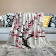 thumbnail image 2 of ONETECH  Pink Flower Sakura Plum Blossom Throw Blanket Cherry Japanese Asian Style Soft and Comfortable Flannel Big Blanket for Bedding Office Sofa and Chair Decor Gift, 2 of 6