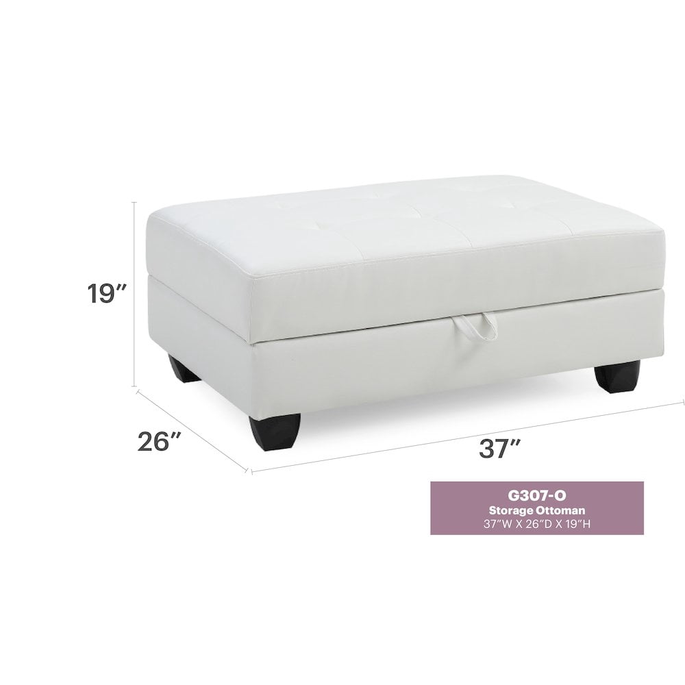 Glory Furniture Revere Ottoman in White Color