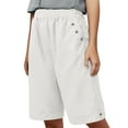 thumbnail image 2 of Womens Bermuda Shorts Elastic Waist Pockets Loose Fit Wide Leg Breathable Knee Length Bermuda Long Shorts for Women, 2 of 8