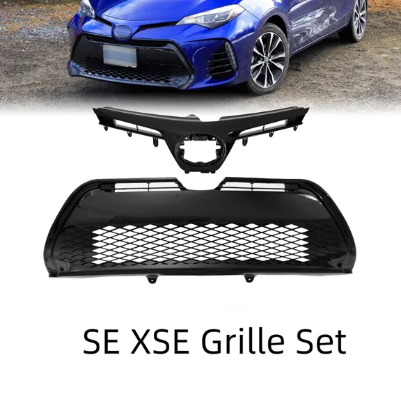 Front Bumper Upper Lower Grille For Toyota Corolla 2017 2018 2019 SE XSE