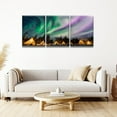 thumbnail image 2 of 3 Pieces Framed Wall Art Decorations Futuristic Night Landscape Island Big Moon Shine Neon Painting Print on Canvas Abstract Scenery for Home Office Decor Ready to Hang - 12"x16"x3, 2 of 6
