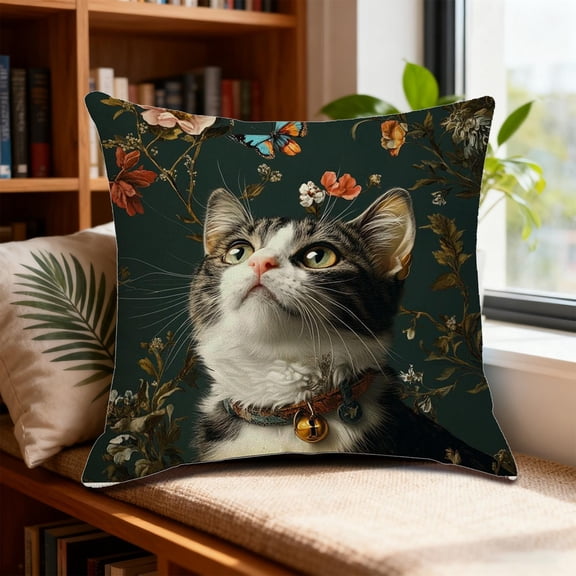 Neoyler Pillow Cases Cute Print Pillow Cover Machine Washable with Invisible Zipper Linen Feel Soft Long Lasting Fade Resistant Decorative Throw for Living Room Bedroom Patio Multicolor 17.7x17.7in