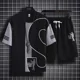 thumbnail image 3 of Conjuntos de camisetas y pantalones cortos para hombre, trajes deportivos con estampado gráfico, ropa de trabajo, conjunto de pantalones cortos para hombre con diseño de gofre, conjunto de 2 piezas, m, 3 of 5