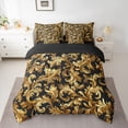 thumbnail image 2 of Manfei Teens Adults Bohemian Damask Bedding Comforter Set 7pcs,Black Golden Queen Bedding Sets Super Cozy,Exotic Style Queen Sheet Sets,Breathable Home Decor,Reversible, 2 of 8