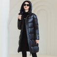 thumbnail image 4 of Jinhomg Womens Hooded Quilted Puffer Jacket Winter Warm Mid-Length Padded Coat Heavyweight Comfy Long Sleeve Double Closure Outerwear Winter Saving Black XXL, 4 of 5
