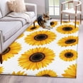 thumbnail image 3 of 4x6 Washable Area Rug, Yellow Sunflower Flower Non-Slip Rectangle Rug for Living Room Office, Black Background Abstract Vintage Floral Indoor Accent Floor Mat for Home Decor, 3 of 9