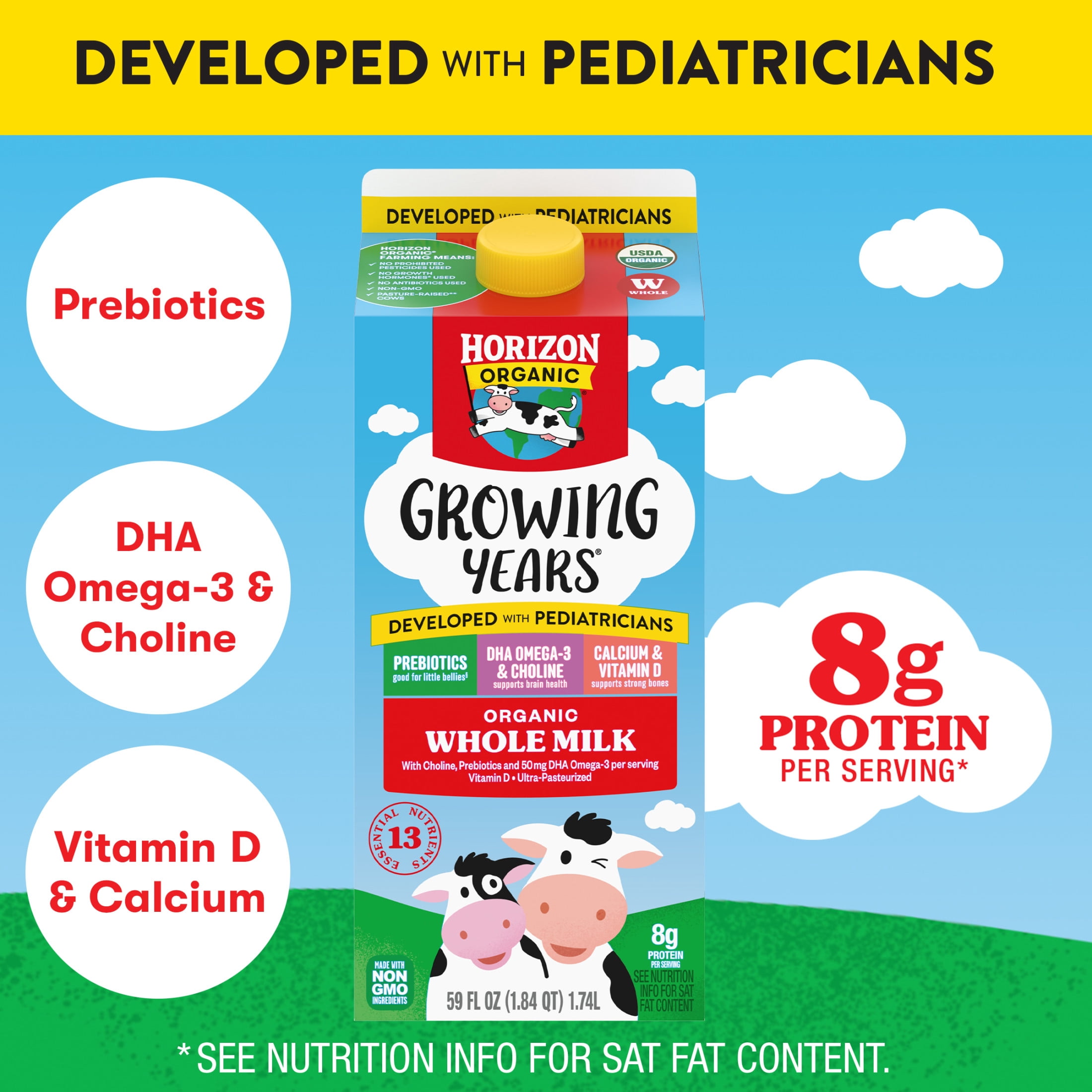 Horizon Organic Growing Years Organic Whole Milk for Kids, 59 fl oz Carton
