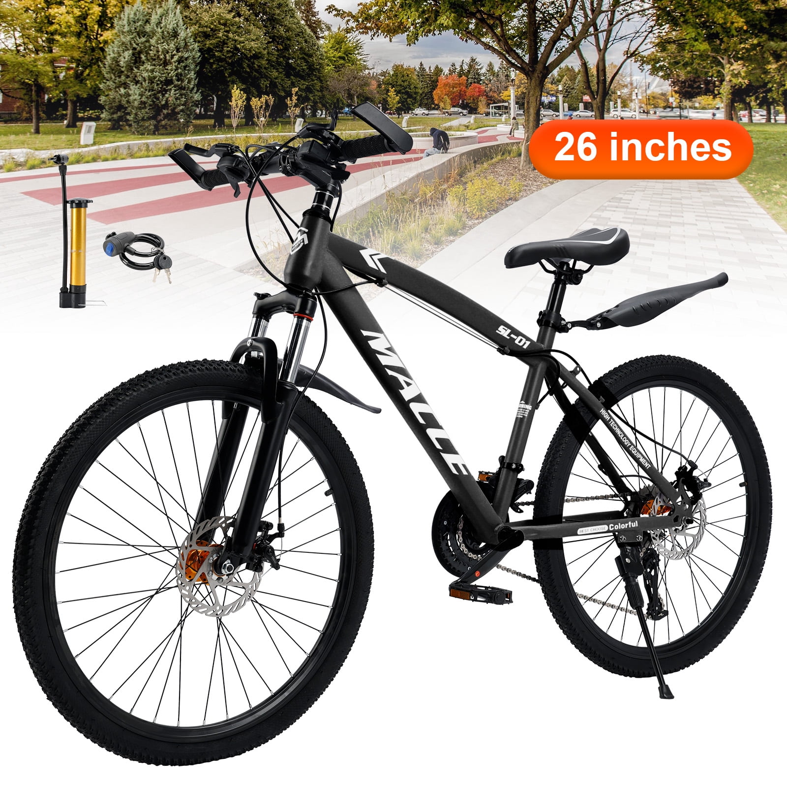26" Black 27 speed double disc brake Suspension Fork mountain bike MTB for adult