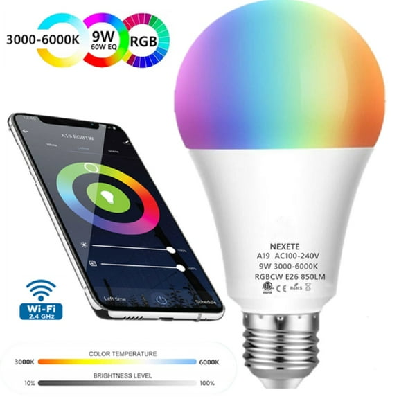 Smart Light Bulb, Wifi Light Bulb Color Changing LED Bluetooth Light Bulbs APP Remote Controlled Home Lamp Compatible with Alexa Google Home Assistant