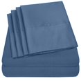 thumbnail image 1 of Juego de sábanas Sweet Home Collection de 6 piezas, 1500 Supreme, microfibra cepillada, bolsillo profundo, 2 fundas de almohada adicionales, gran valor, tamaño King dividido, color denim, 1 of 1