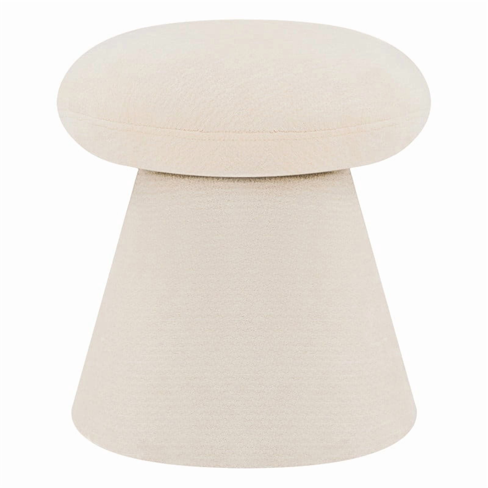 Spruce & Spring Swivel Upholstered Chenille Ottoman Footstool, Accent Stool for Living Room, Bedroom & Vanity, Linen, 17x16x16in