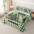 thumbnail image 3 of Erosebridal Happy Camping Bed Spread Queen,Green Geometric Plaid Queen Coverlet Set For Boys Kids,3-Piece, 3 of 7