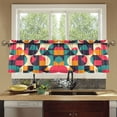 thumbnail image 4 of Yayeee Kitchen Curtains Tier Set of 2 Light Filtering 57"x36" Over Sink Window Panels, Retro Geometric, 4 of 7