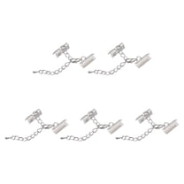 20Sets Ribbon Crimp Clamp Ends with Lobster Claw Clasps & Chain 16mm Silver Tone