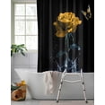 thumbnail image 2 of Split Shower Curtain for Transfer Bench, Yellow Roses Fabric Shower Curtains for Bathroom, Modern Art Splash Flowers Butterfly Tub Sliding Transfer Bench Waterproof Bath Curtains 72"x96", 2 of 9