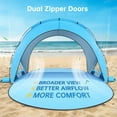 thumbnail image 3 of Raynesys Beach Tent Sun Shelter,Beach Shade Tent with UPF50+ UV Protectio for 1-3 Person,Portable Beach Tent with 2 Zippered Doors for Camping Fishing,Blue, 3 of 9