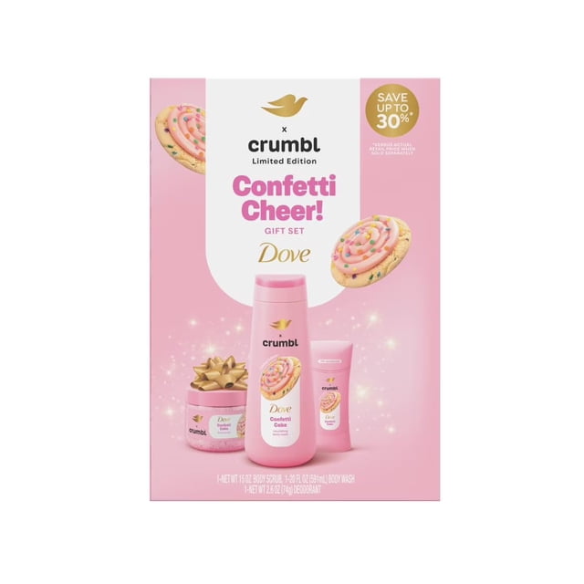 Set de Regalo para Cuidado Corporal Dove Crumbl Edición Limitada Pastel de Confeti, 3 Unidades