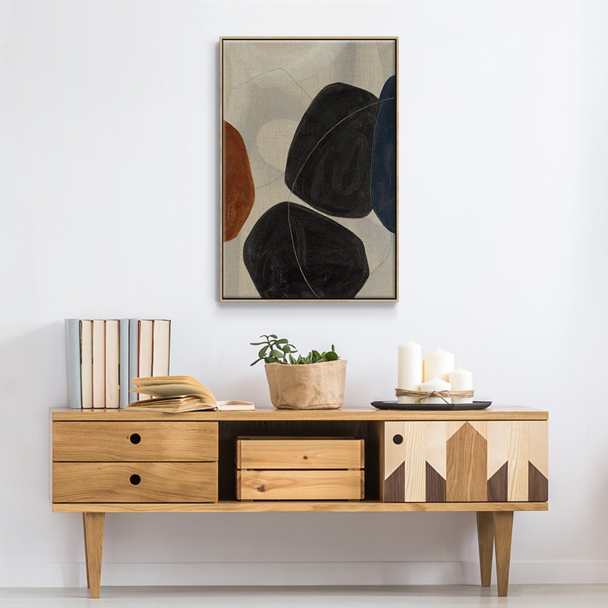Gravity I Framed Premium Gallery Wrapped Canvas - Ready to Hang - 17 x 25 - Natural Wood Floating Frame
