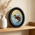 thumbnail image 2 of Oval Solid Wood Picture Frame, Whimsical Animal Art Print Tabletop Wall Decor Multi Design Option for Living Room Bedroom Home Decoration, 2 of 6