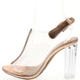 thumbnail image 2 of Top Moda Women's Fenton-1 Lucite Clear Strappy Block Chunky High Heel Open Peep Toe Sandal, 2 of 2