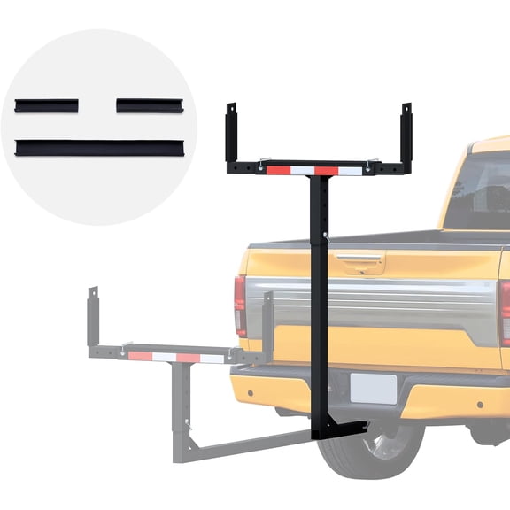 Truck Bed Extender, 2 in 1 Design Foldable Kayak Rack, 800lbs Load Capacity Pick Up Truck Bed Hitch Mount Extension Rack for Canoe Boat Kayak Lumber/Black, with Rubber Pads