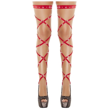 

MENRKOO Socks Clearance Women S Hot Diamond Strap Sexy Temptation Multicolor Hollow Cross Socks Red ac1647