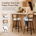 thumbnail image 2 of SESSLIFE Swivel Bar Stools Set of 2, 25.6" Counter Height Barstools with Upholstered Linen, Curved Backrest & Footrest, Mid-Century Modern Kitchen Stools for Kitchen Island, Beige, 2 of 8