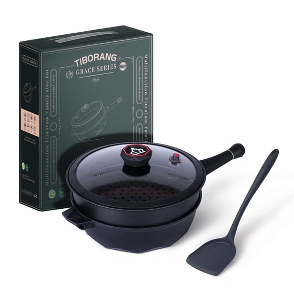 Tiborang 11" black nonstick 5 quarts 8 in 1 multifunctional pan