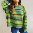 thumbnail image 6 of POROPL Sweaters for Women Long Sleeve Crew Neck Sweater Oversized Knitted Striped Pullover Size S-XL, 6 of 9