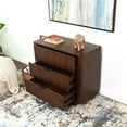 thumbnail image 6 of Carla Mid Century Modern Solid Wood Walnut Nightstand with 3 Drawers, 6 of 7
