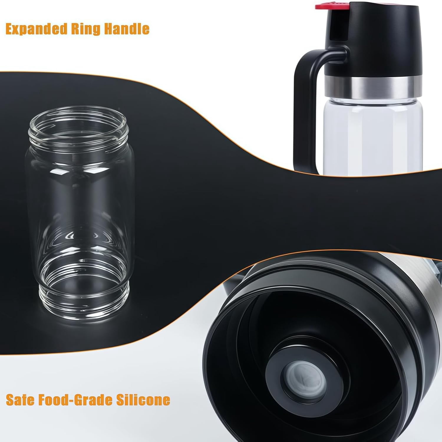 Honey Dispenser No Drip Glass with Stand,Honey Dispenser Pot,12oz Glass Honey Jar Pot with Handle for Honey, Maple Syrup, Coffee, Tea & Pancakes (2pcs)
