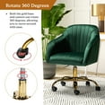 thumbnail image 3 of Velvet Office Desk Chair Rolling Vanity Armchair Swivel Adjustable Adult Green, 3 of 11