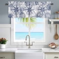thumbnail image 4 of Vintage Nautical Window Valance for Kitchen, Summer Navy Blue Compass Shell Starfish Map Rod Pocket Short Curtain for Small Windows, Light Filtering Decorative Valance, 60 x 14 Inch, 1 Panel, 4 of 9