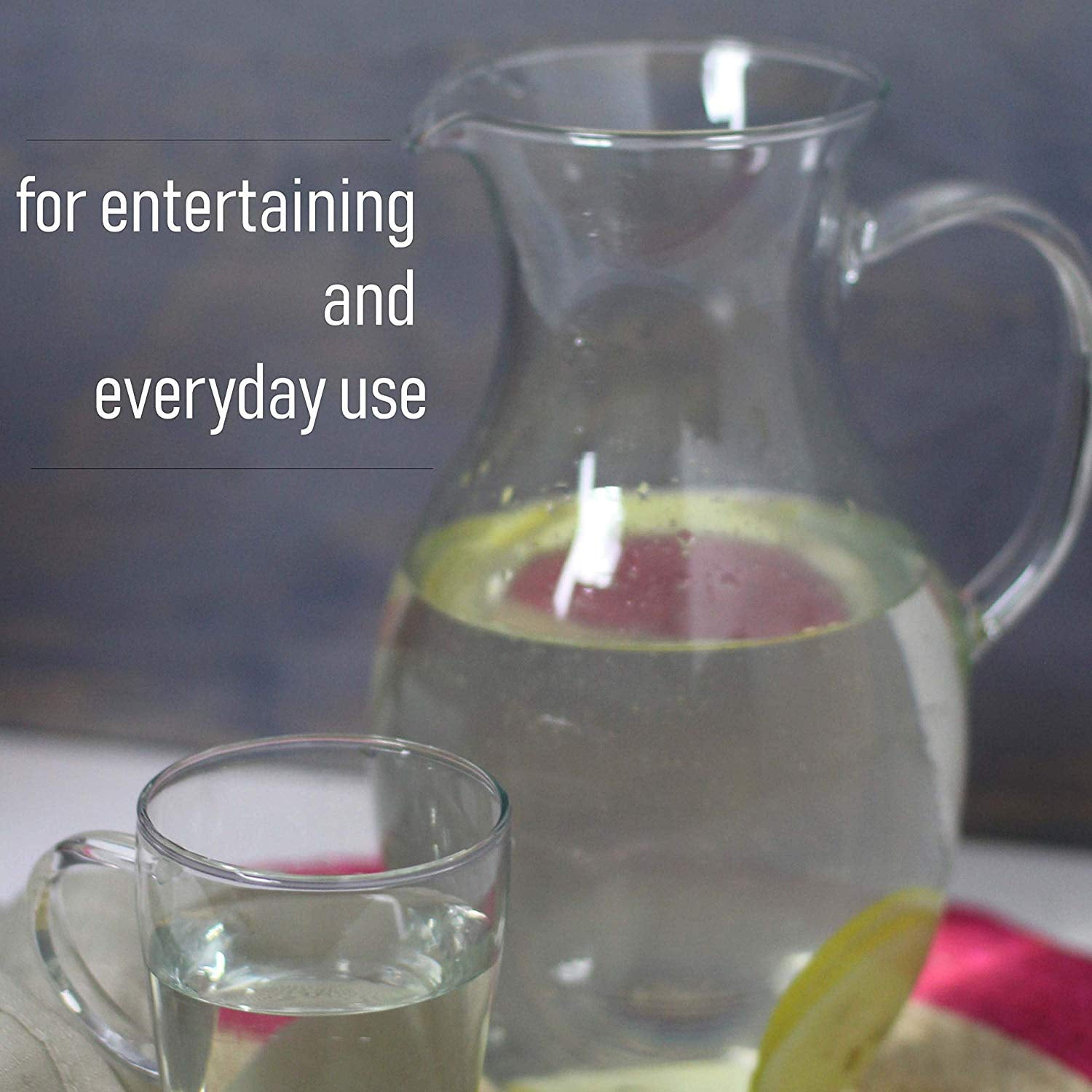 Simax Glassware Clear Glass Pitcher | For Cold Beverages, Dishwasher Safe, Cylinder Design, One Quart Capacity