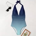 thumbnail image 5 of One Piece Swimsuit for Women Tummy Control Plunge V Neck Bathing Suit Slimming Wide Straps Swimwear, 5 of 7