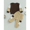 thumbnail image 4 of GXFC Toddler Boys Fall Patchwork Outfits Kids Boys Long Sleeve Contrast Color Sweatshirt Tops and Sweatpants Pants Children Boys Autumn Two Piece Set 6M-4T, 4 of 8