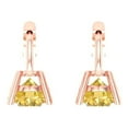 thumbnail image 4 of 14K Solid Gold Lever Back Stud Earrings for Women | 2 cttw Round Cut Natural Citrine | Rose Gold, 4 of 5