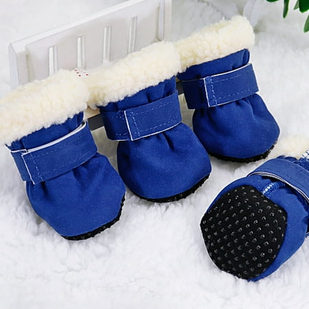 Didog 4pcs Winter Pet Dog Shoes Warm Comfortable Fleece Lined Snow Rain Anti-slip Boots Booties for Small Puppy Dogs